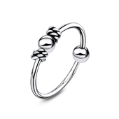 Designed Knit Silver Ball Nose Ring NSKR-57